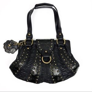 Isabella Fiore frame handbag studs and leather
